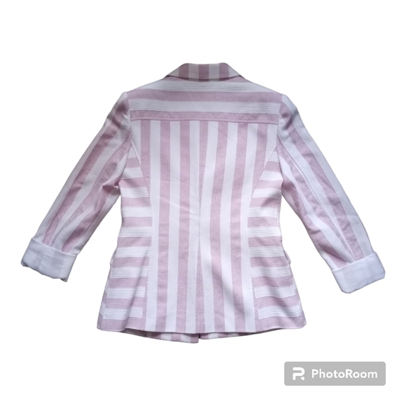 DKNY Pink and White Striped Blazer Size 4P - Picture 6 of 15